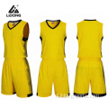 Nieuwe aankomst basketbal uniform gele kleur basketbal slijtage